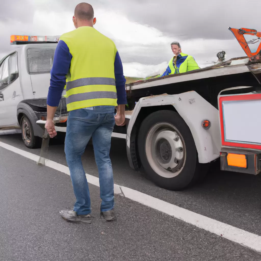 Tow truck assisting a stranded driver.