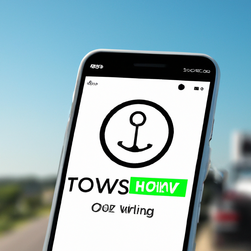 Towing service app on smartphone screen.
